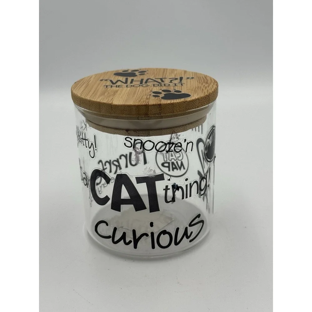 Cat treat Conyainer With Wood Lid